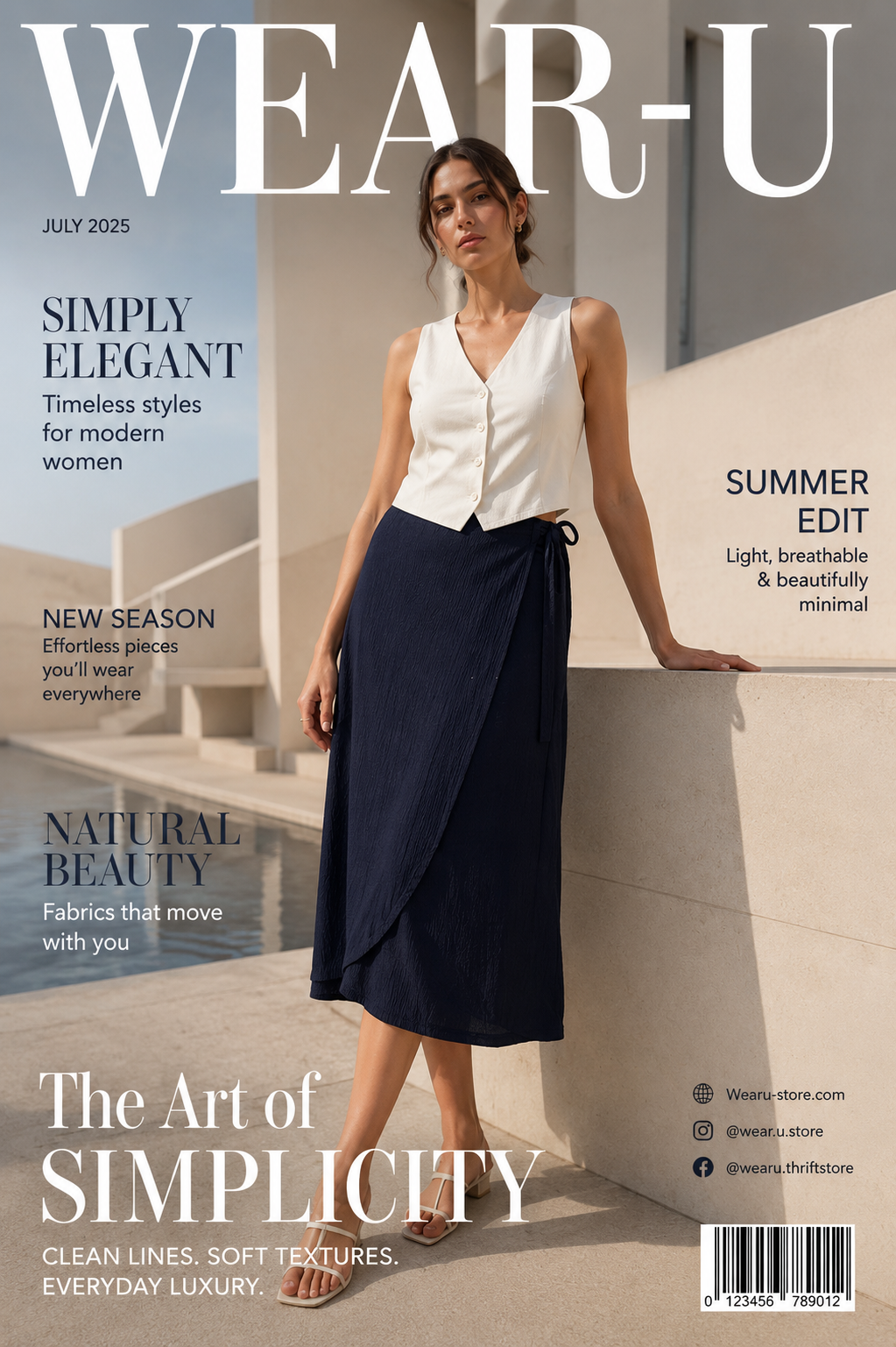 Women's Dark Navy Blue Midi Wrap Skirt - Regular Fit