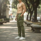 KILL'S Olive Green Loose Fit Multi-Pocket Cargo Trousers