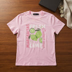 DECJUBA Baby Pink Graphic T-Shirt with Margarita Slogan