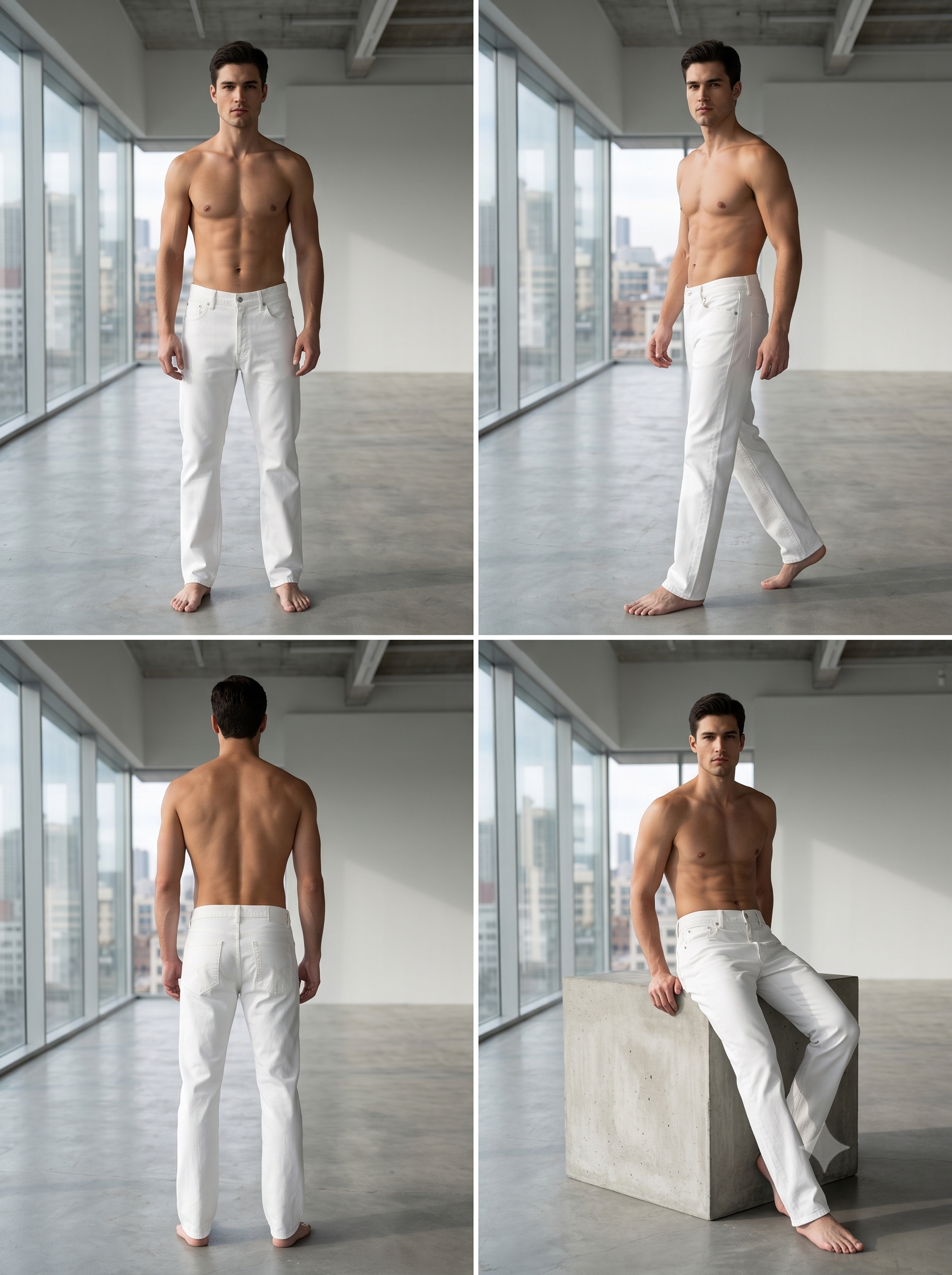Men's Straight Fit Optic White Utility Jeans