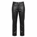 Women's Black Leather Straight Leg Pants with Zippers