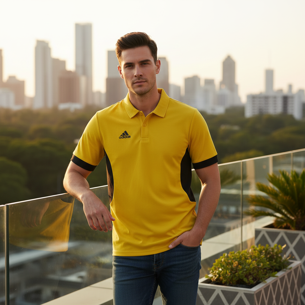 Men's Adidas Yellow Climalite Performance Polo Shirt
