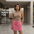 Bubblegum Pink Jersey Mini Skirt with Drawstring Waist