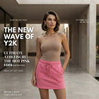 Bubblegum Pink Jersey Mini Skirt with Drawstring Waist