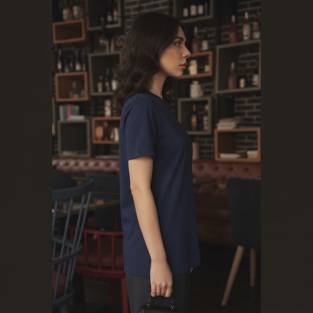 KOOKAÏ Navy Blue Short Sleeve Crew Neck Cotton Jersey T-Shir
