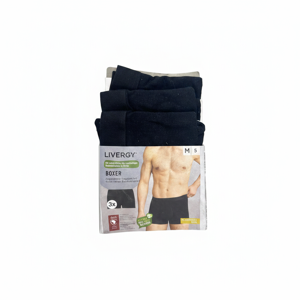Men's Livergy Black Classic Leg Cotton Boxer Briefs