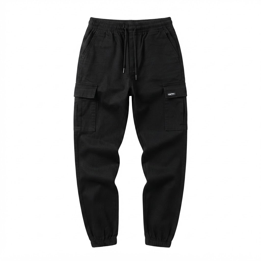 Women's Black Cargo Jogger Trousers with Utility Pockets