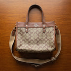 CACOH Brown Monogram Structured Tote Bag