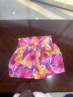 Vibrant Magenta and Orange Floral High-Waisted Shorts