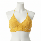 SHEIN Yellow Crochet Triangle Bikini Top - Size M