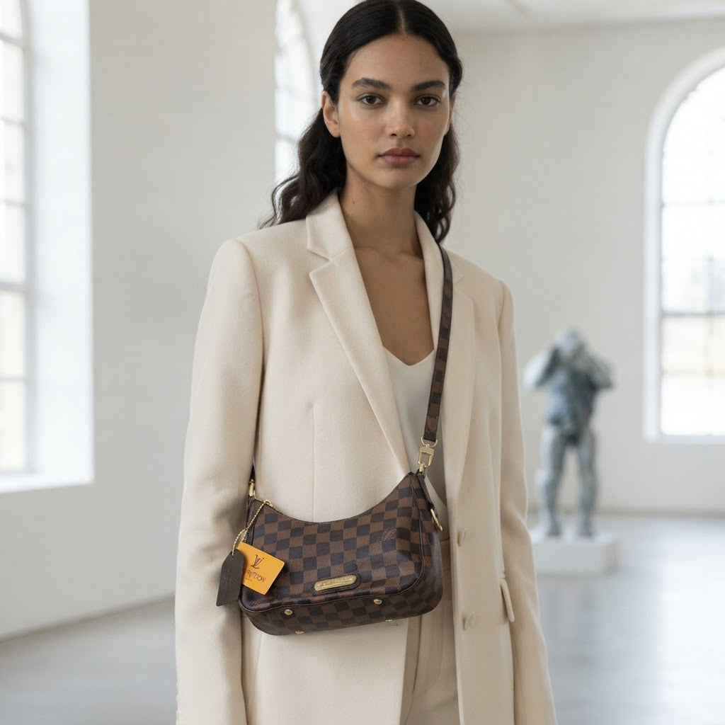 LOUIS VUITTON MADE IN FRANCE Classic Brown Checkered Pochett