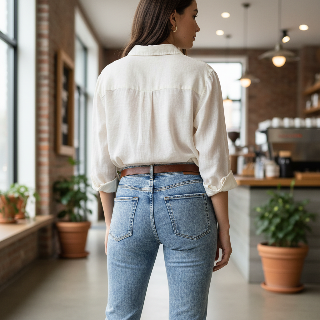 Women's Light Blue Distressed Acid Wash Slim-Fit Jeans