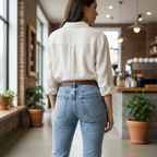 Women's Light Blue Distressed Acid Wash Slim-Fit Jeans