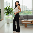 Women's Black High-Waist Flare Jeans with Raw Hem