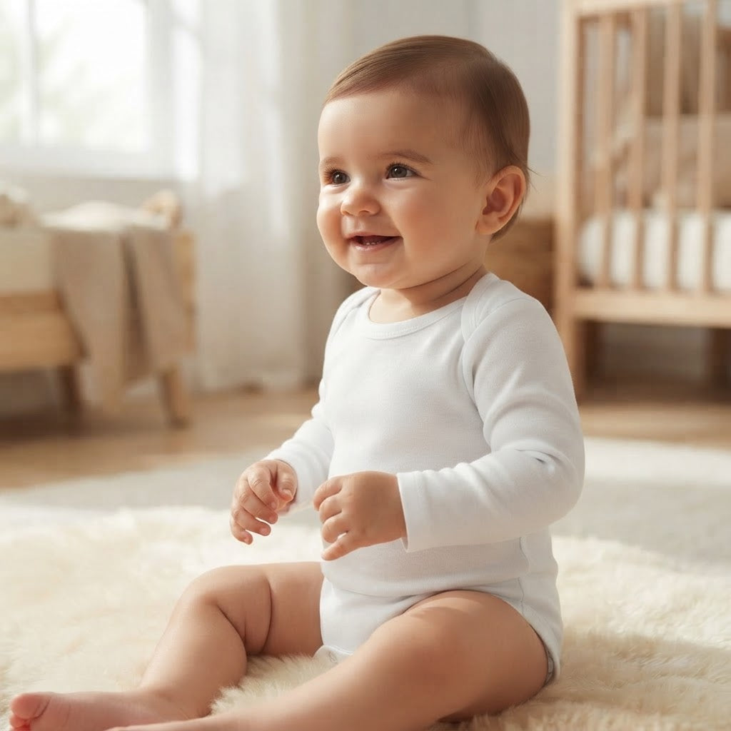 SHEIN SHEIN White Long-Sleeve Baby Bodysuit with Snap Closur
