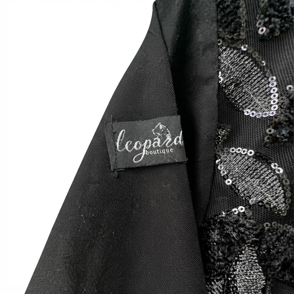 Elegant Black Embroidered Sequin Abaya