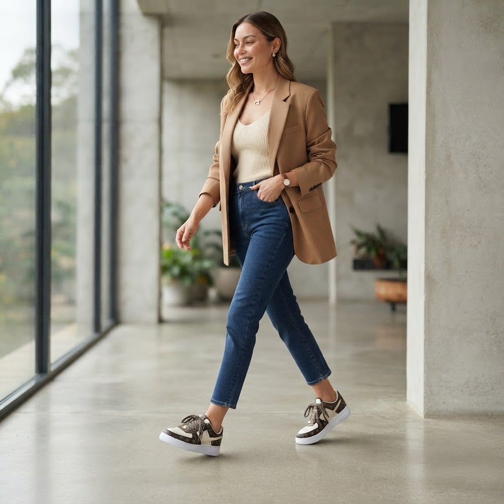Brown Monogram Low-Top Lifestyle Sneakers