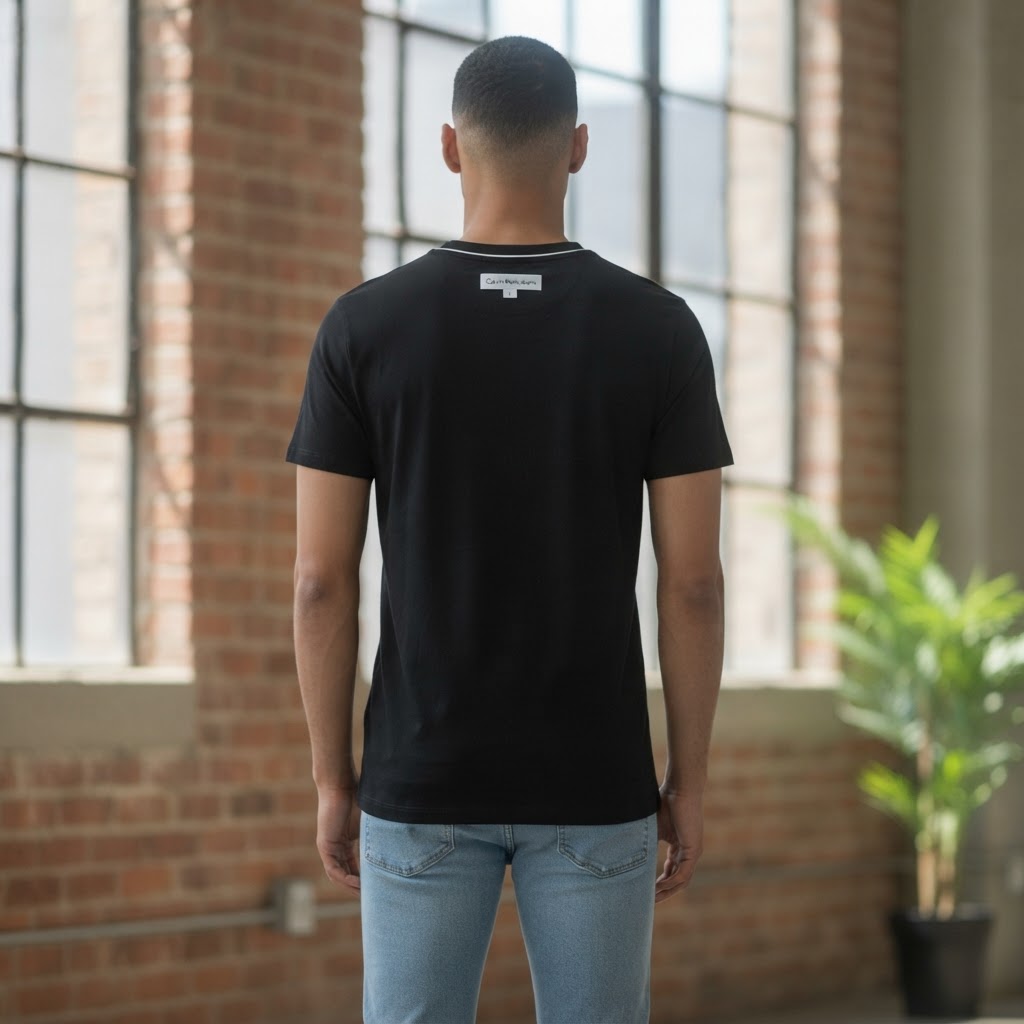 Calvin Klein Jeans Black Short-Sleeve T-Shirt with White Log
