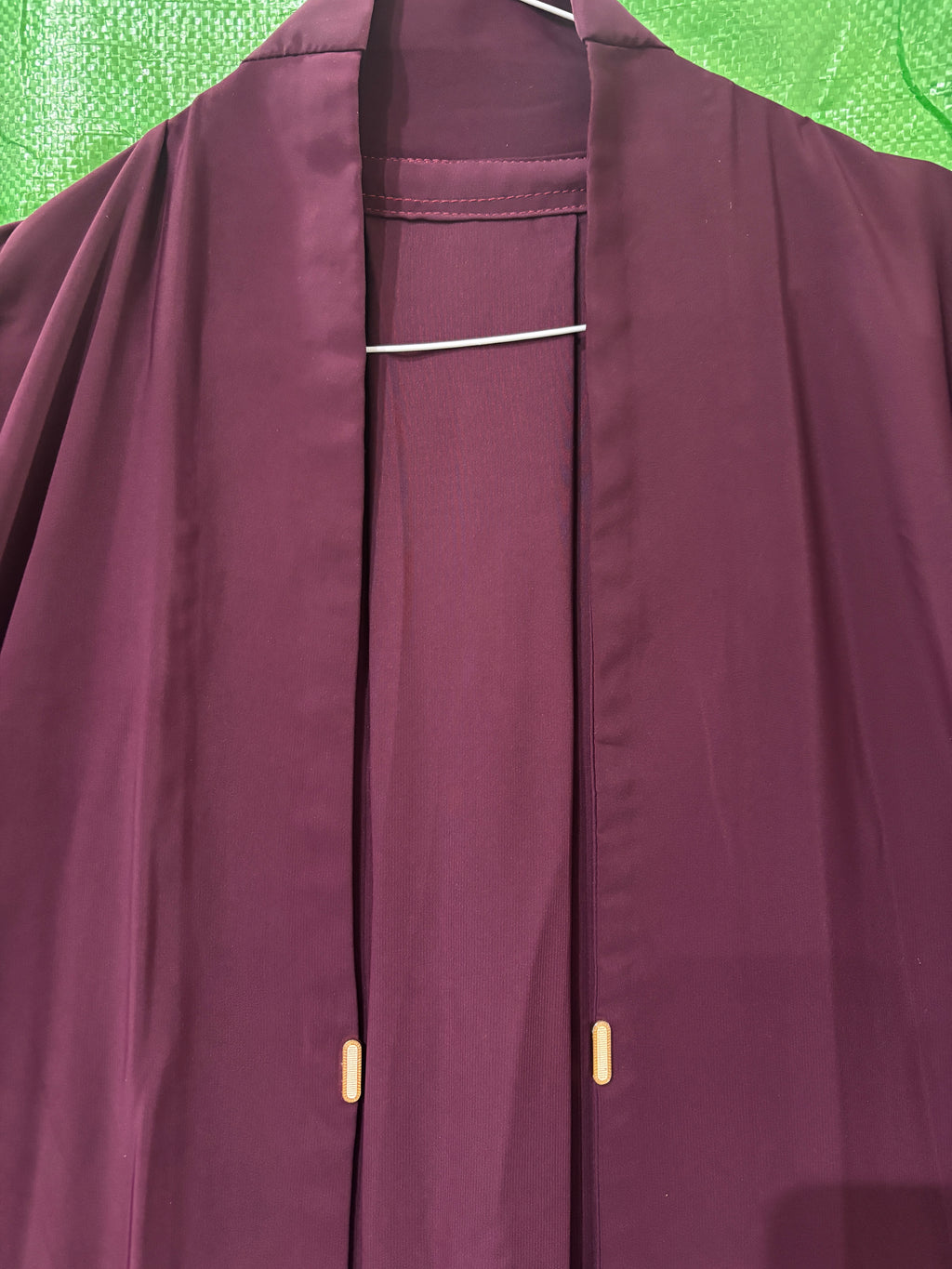 guess Deep Plum A-Line Abaya with Gold Fastening Details