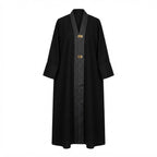 Women's Black Abaya with Gold Hardware & Patterned Trim