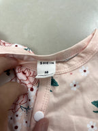 SHEIN Pale Blush Pink Floral Long-Sleeve Baby Romper