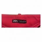 ZARA Women's Red High-Waisted Belted Tapered Trousers