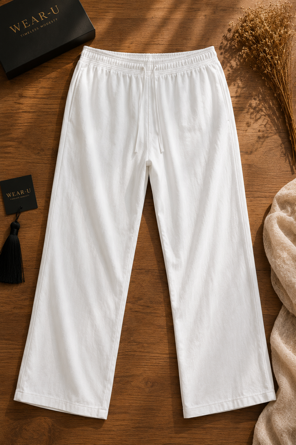 Pull&Bear White Wide-Leg Relaxed Lounge Pants XL