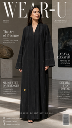Black Embellished Open-Front Straight Fit Abaya