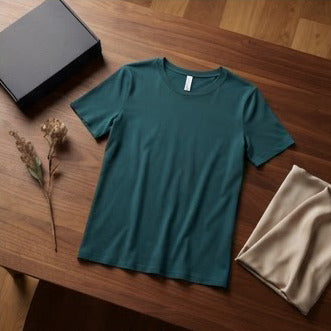 Deep Teal Relaxed Fit Boxy Crewneck T-Shirt