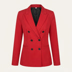 [WearU Generated:merch_clean_front] Bright Red Fitted Double-Breasted Tailored Blazer – merch clean front