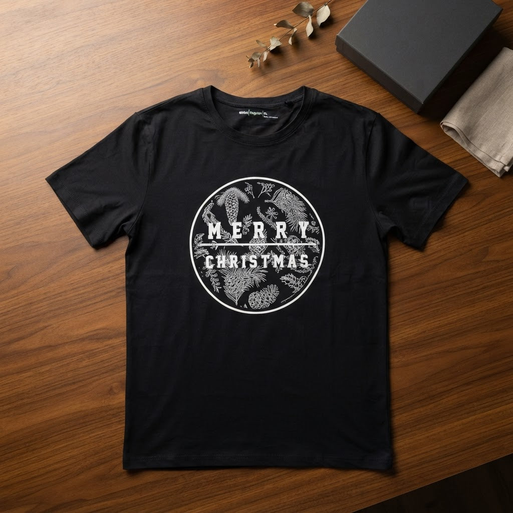 anko Black Merry Christmas Graphic T-Shirt Regular Fit XL