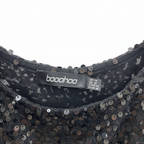 Boohoo Black Sequin Plunging V-Neck Mini Dress