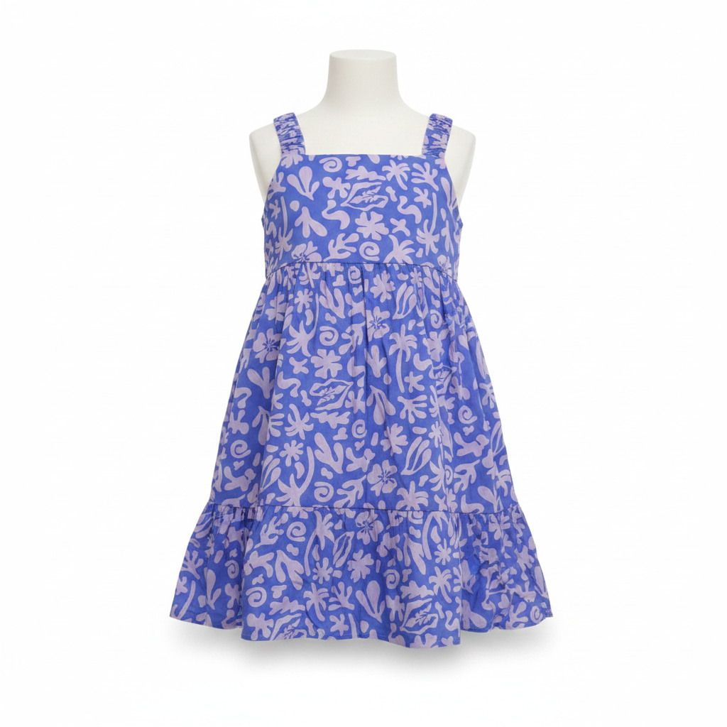 Anko Kids Purple Abstract Print Tiered Summer Dress Size 12