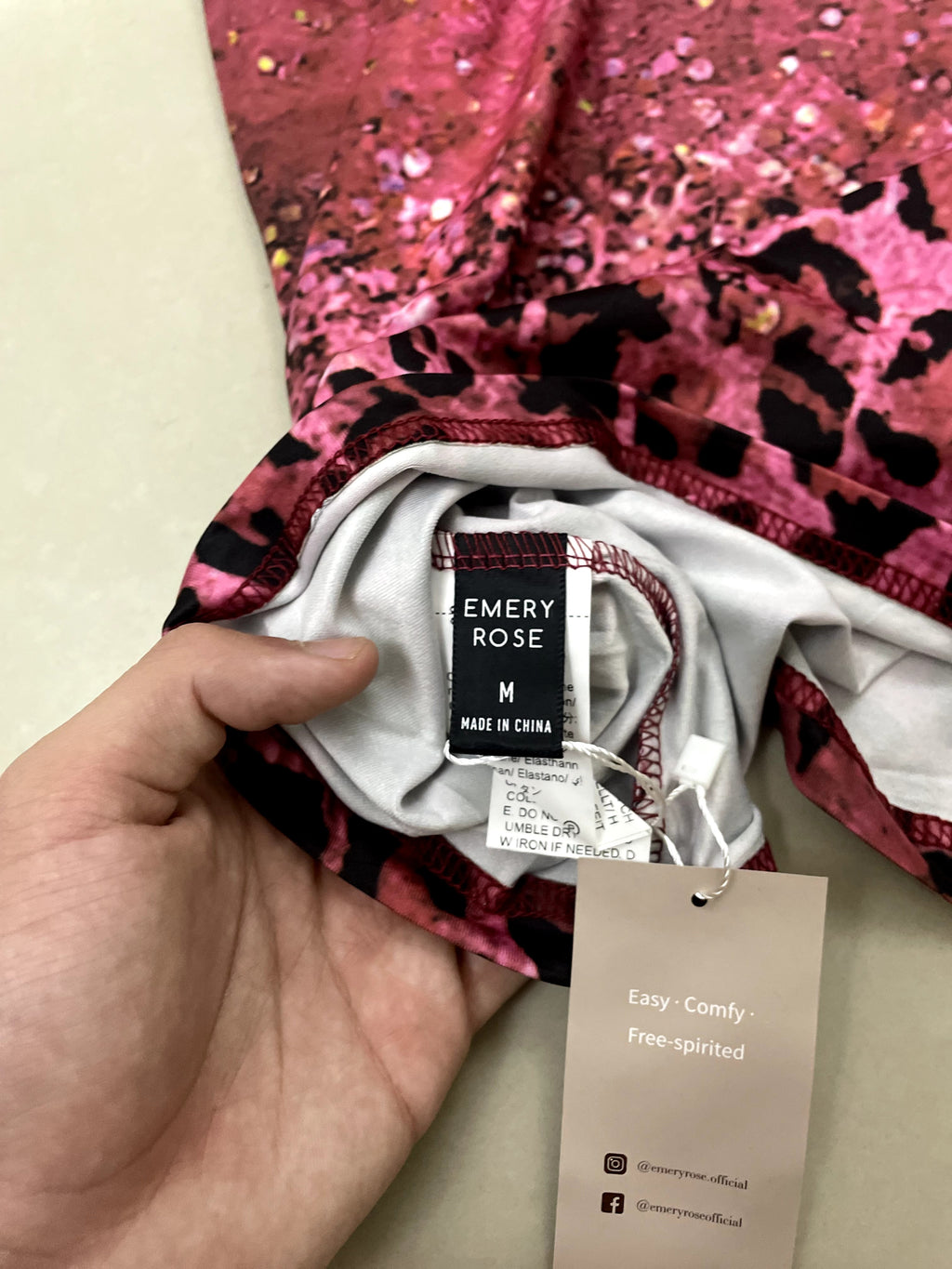 EMERY ROSE Hot Pink Sequin and Leopard Print Relaxed Party T