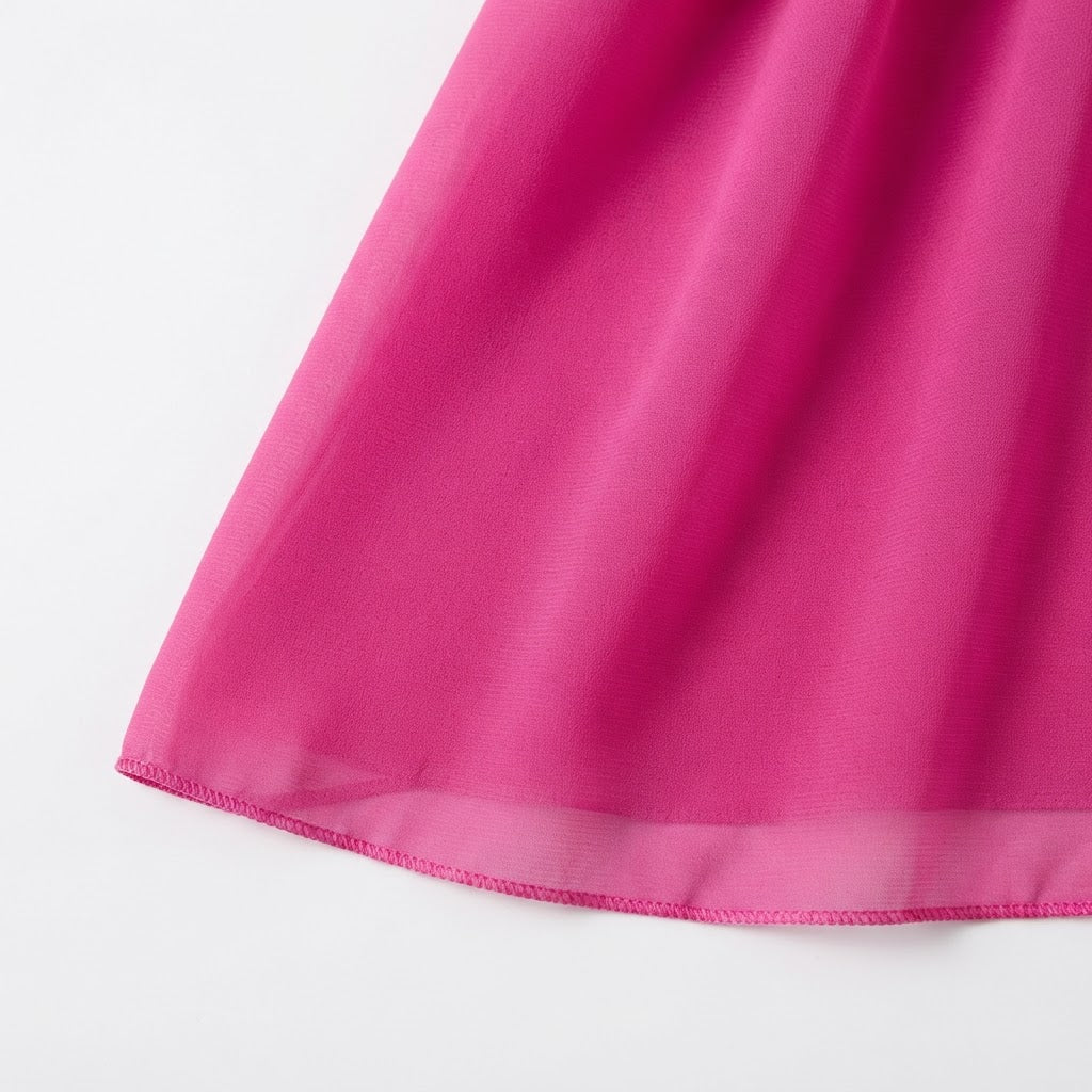 Women's Bright Pink Pleated Long Sleeve Blouse