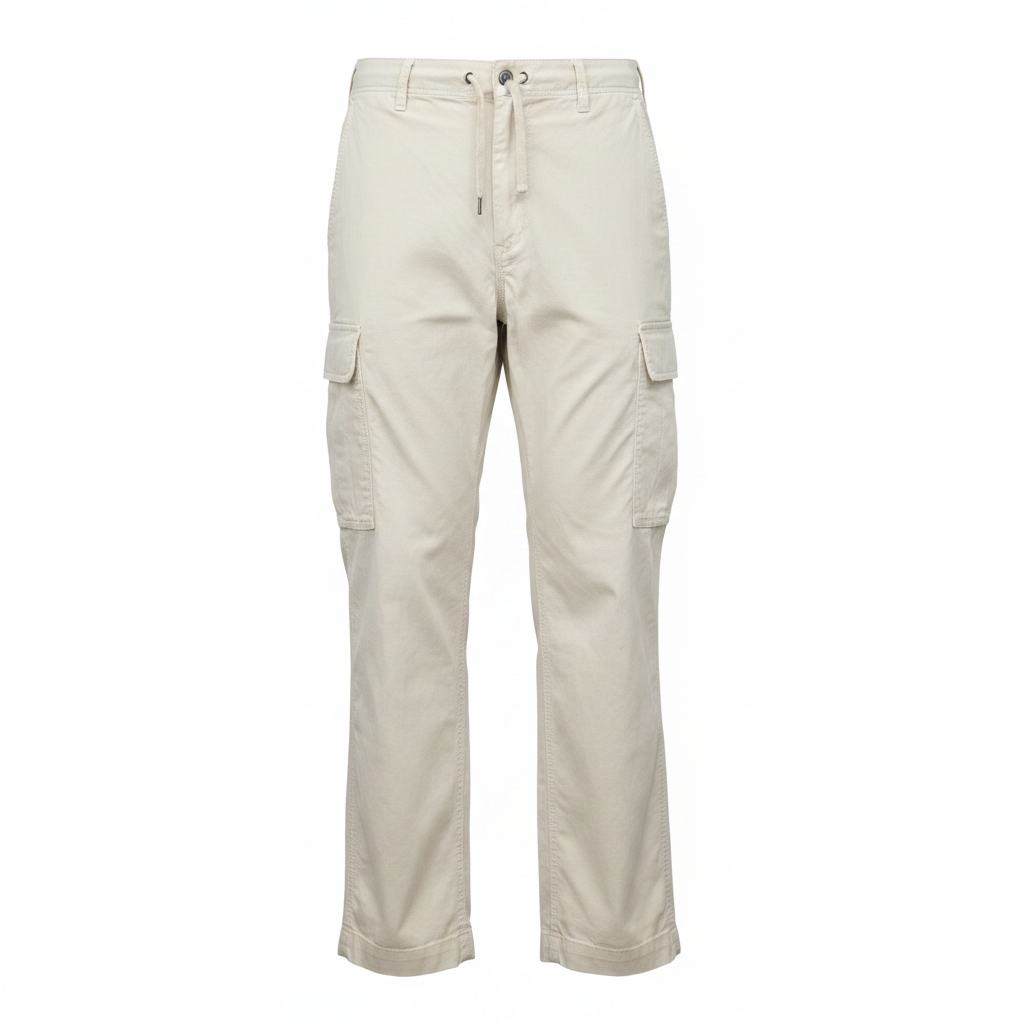Men's Premium Off-White Cotton Cargo Trousers