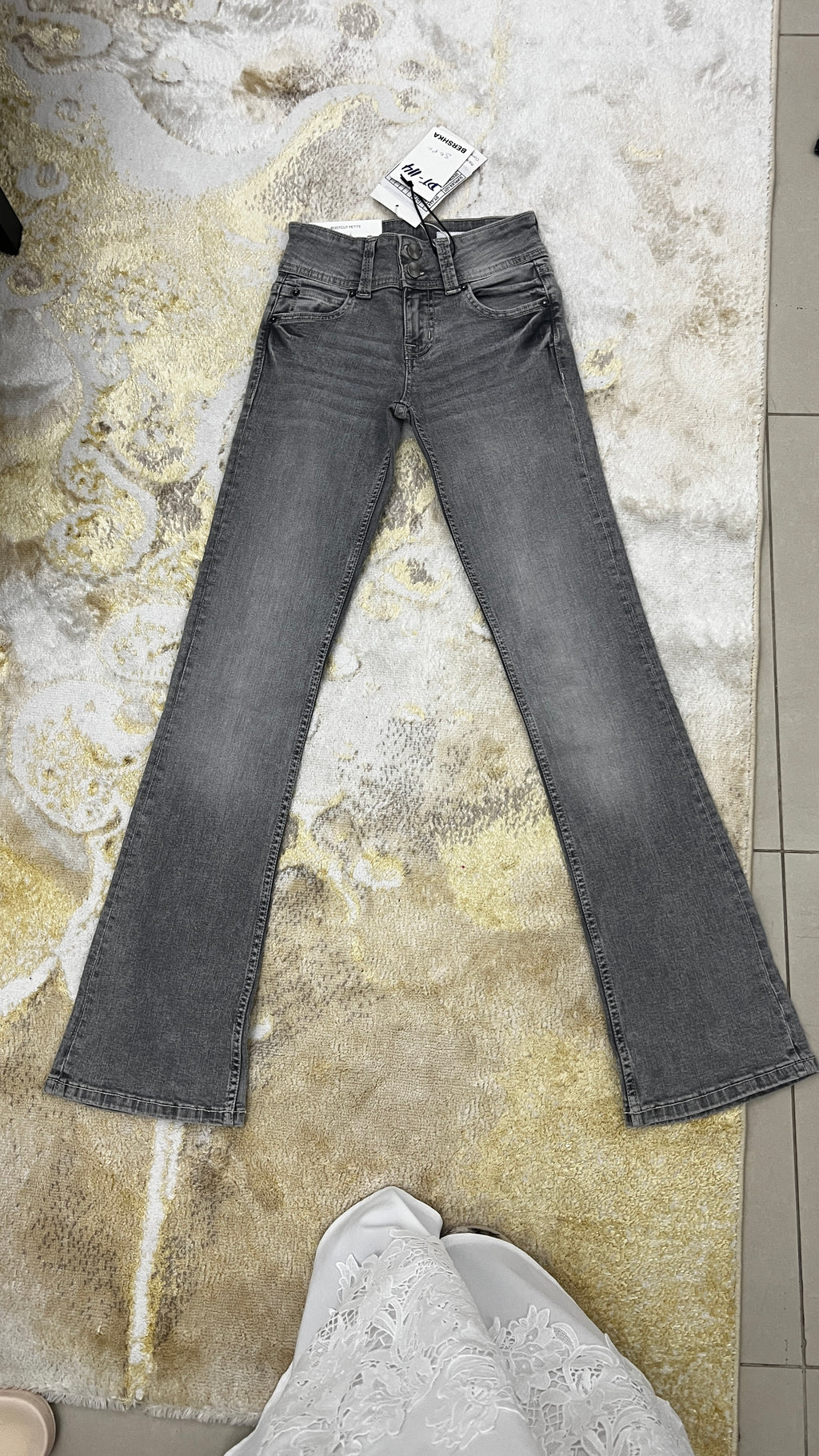Bershka Bershka Grey High-Rise Bootcut Jeans with Y2K Detail