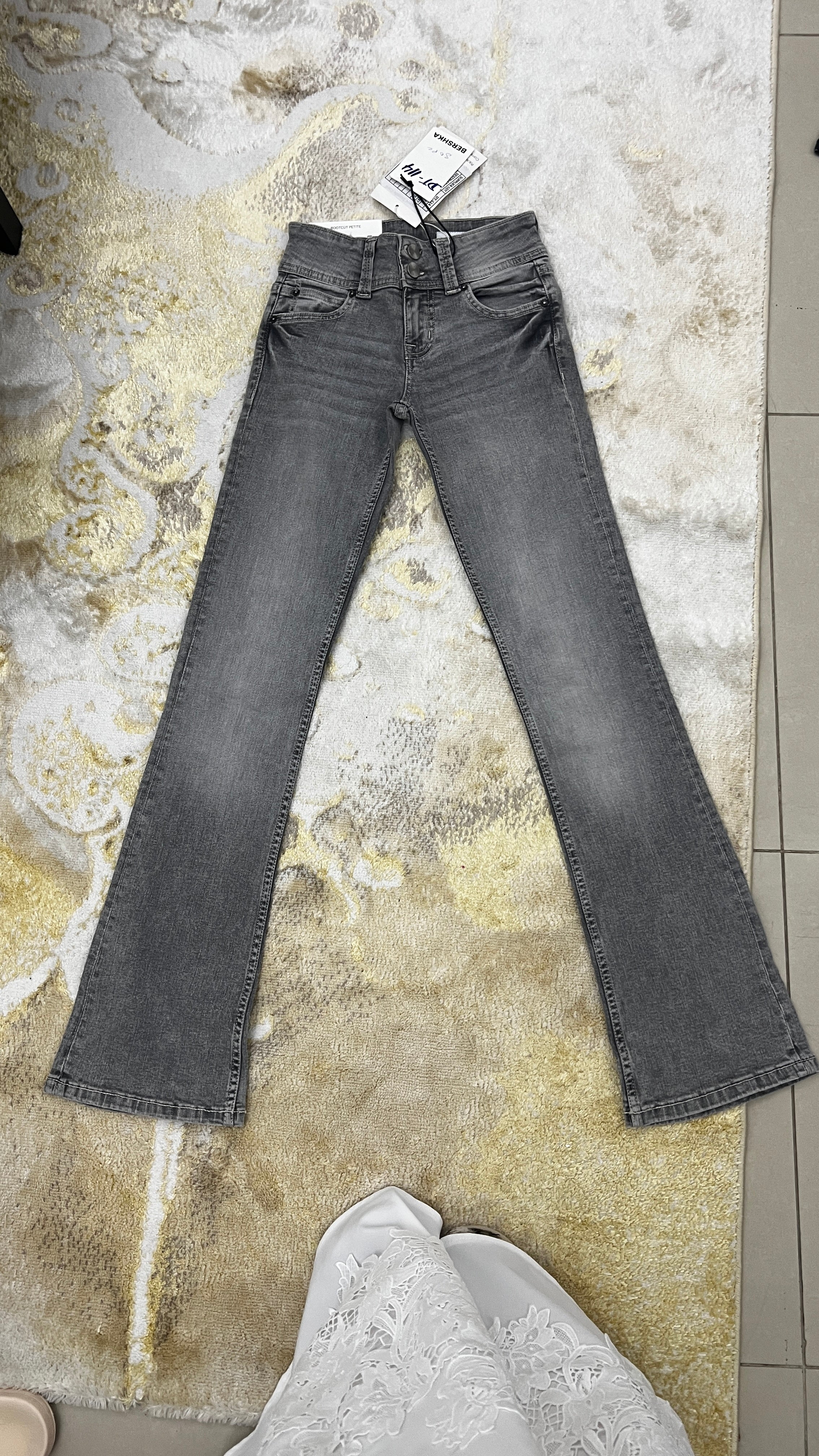 Bershka Bershka Grey High-Rise Bootcut Jeans with Y2K Detail