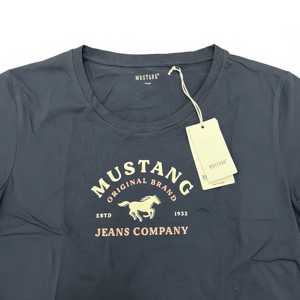 Mustang Women's Navy Blue Graphic Long Sleeve T-Shirt