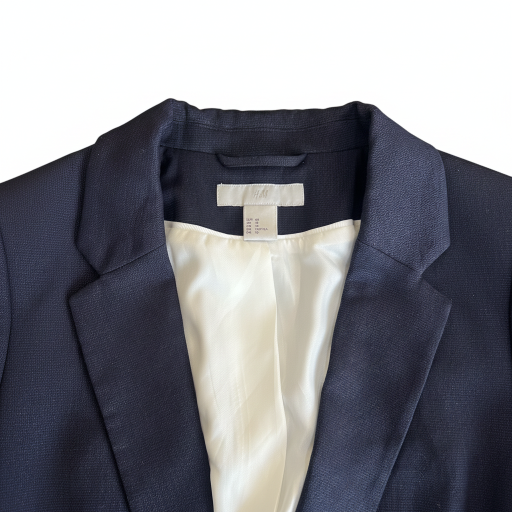 H&M Women's Navy Blue Tailored Single-Button Blazer