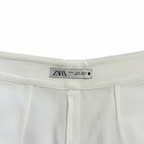 ZARA Women's White High-Waisted Wide-Leg Cropped Trousers