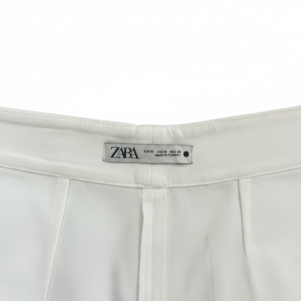 ZARA Women's White High-Waisted Wide-Leg Cropped Trousers