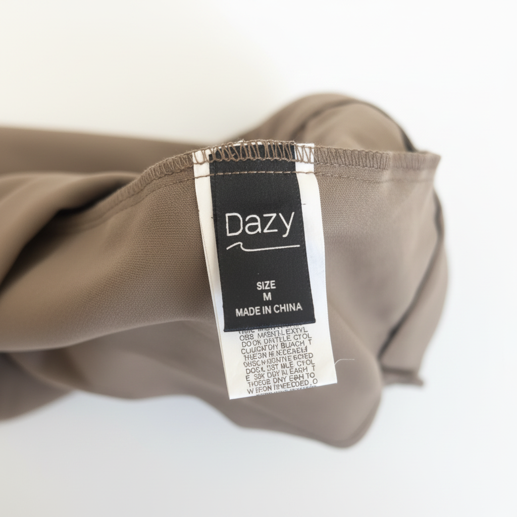 Dazy Women's Brown Pleated High-Waisted Wide Leg Trousers