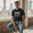 ONEYE Black ONEYE Graphic T-Shirt with Monochrome Pier Print