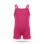 SHEIN Hot Pink Ribbed Double Strap Baby Romper - Size 6-9M