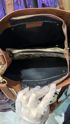 CACOH Brown Monogram Structured Tote Bag