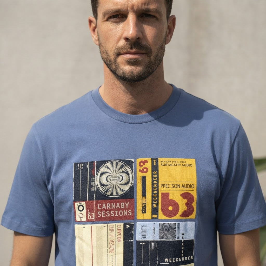 Ben Sherman Ben Sherman Slate Blue T-Shirt with Vintage Audi