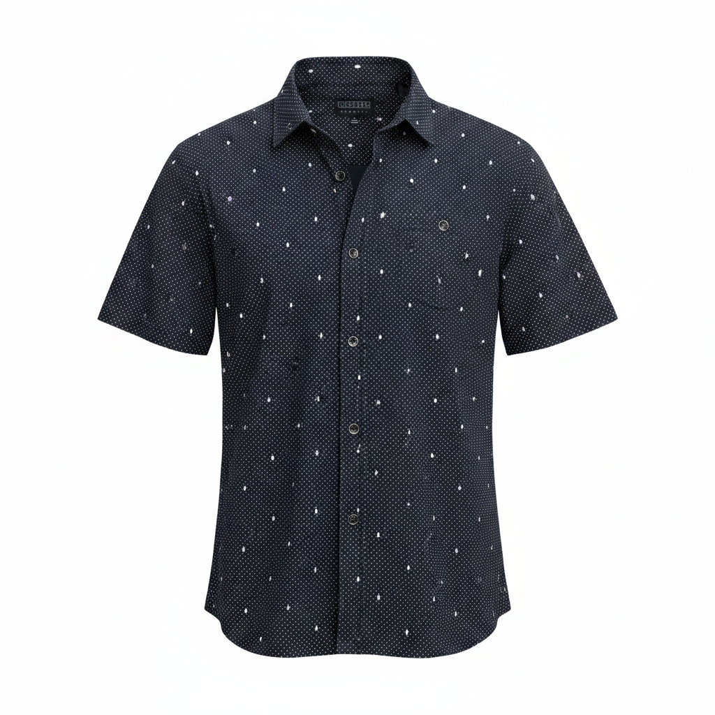 Lucid Apparel Boys Navy Polka Dot Short Sleeve Shirt