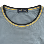 FRED PERRY Men's Light Blue Tipped Crew Neck Cotton T-Shirt