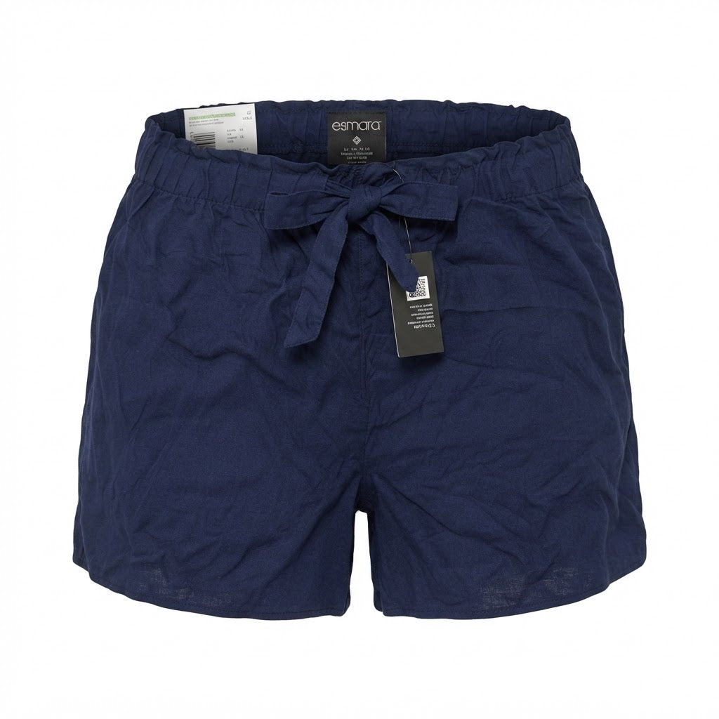 Women's Navy Blue Tie-Waist Relaxed Shorts